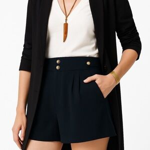 Banana Republic Navy Blue & Gold Sailor Shorts Size 10P –Preppy Stretch Nautical